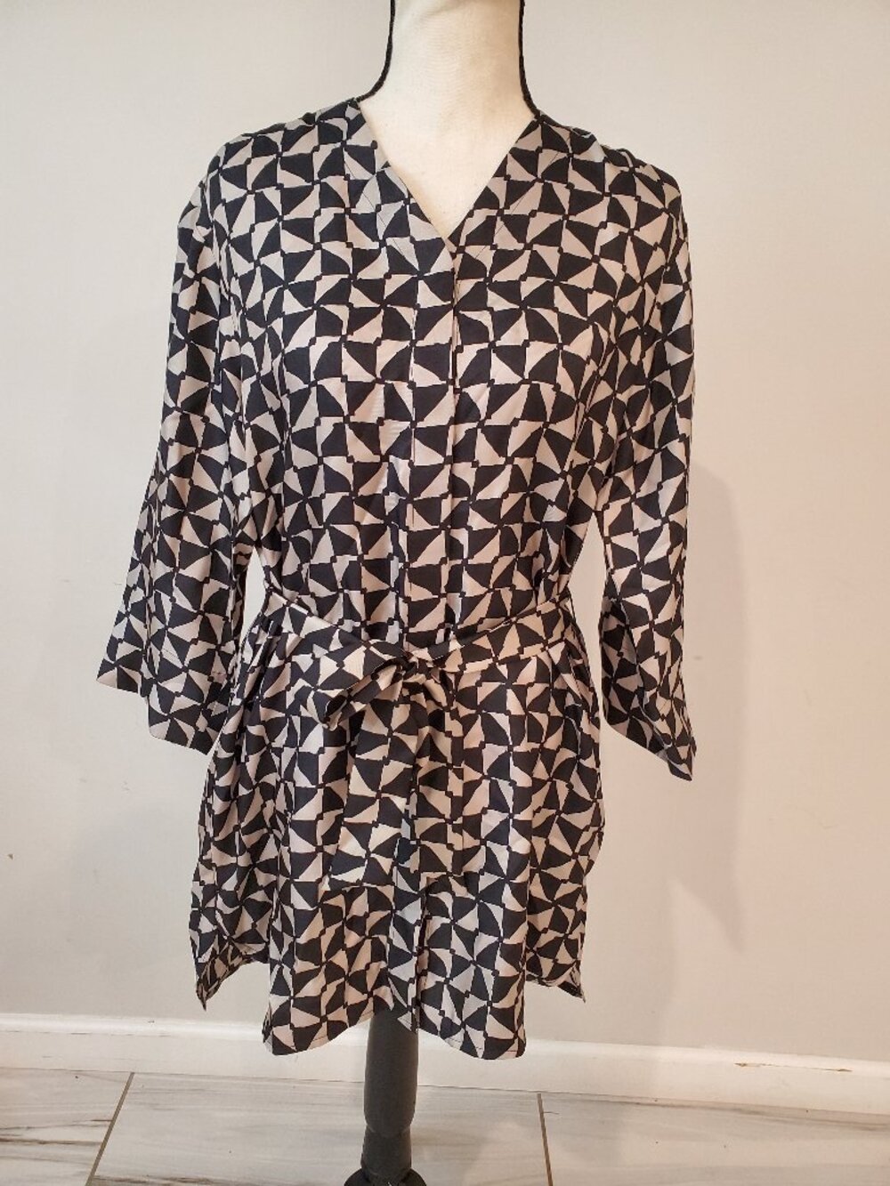 'S Max Mara Cantico Silk Pinwheel Mini Dress/tunic shirt sz 2